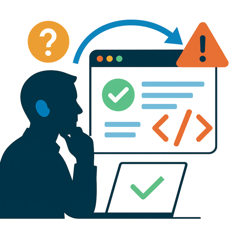 Illustration showing a developer evaluating software, representing how developers influence 91% of tech buying decisions